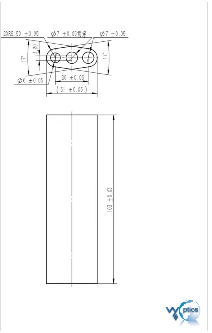 High Presion Multiaperture Hole Solid State Quartz Glass Cerium Doped Laser Cavity