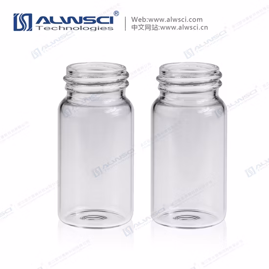 Alwsci Fiala scintillante in vetro trasparente da 20 ml 27,5x57,5 mm 22-400 Filettatura